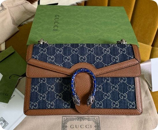 【高仿女包推薦】Gucci Dionysus 400249 牛仔布系列 中號手袋