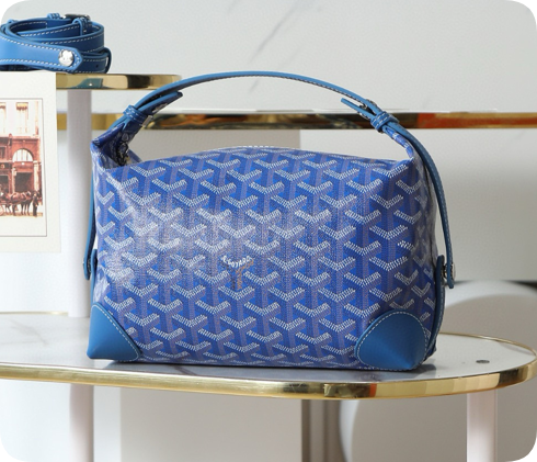 【高仿女包推薦】Goyard 雙肩帶洗漱包 藍色