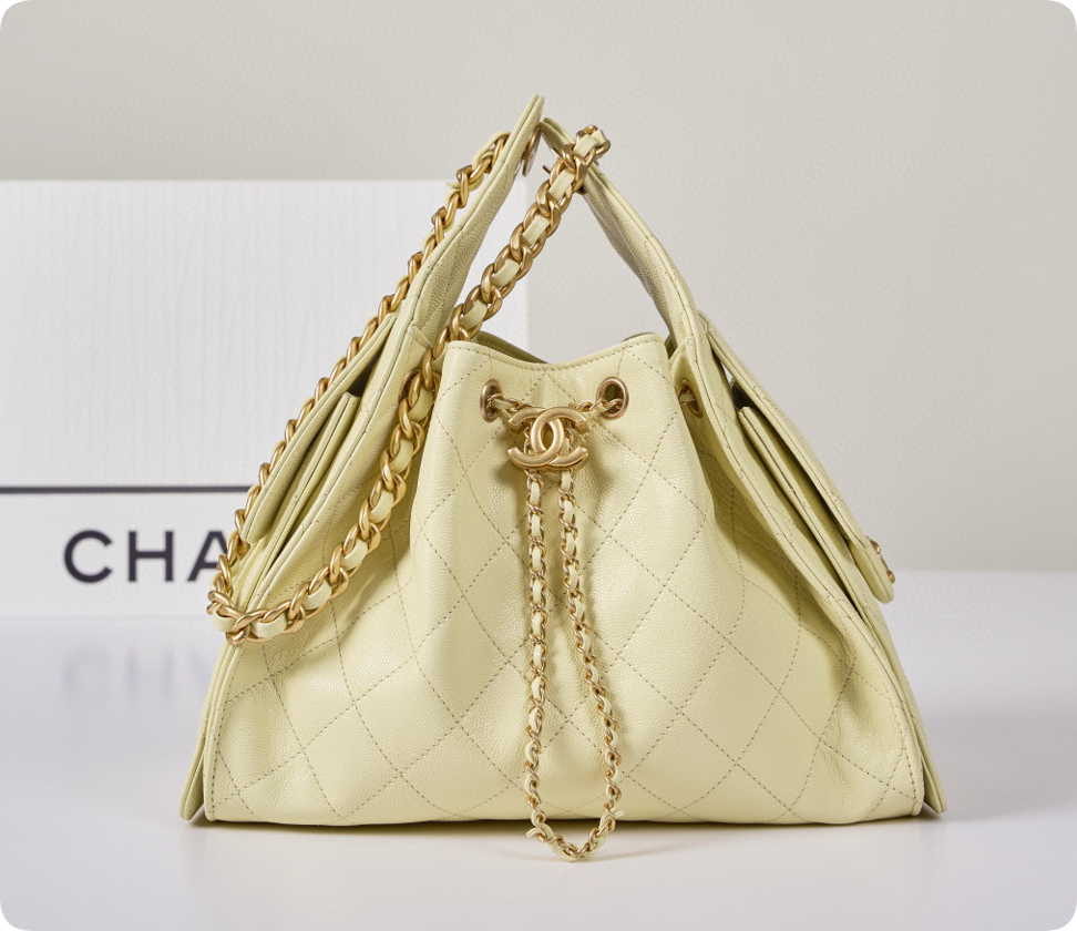 【高仿女包推薦】Chanel 25 Bag 嬉皮 Hobo 小号 小鸡黄