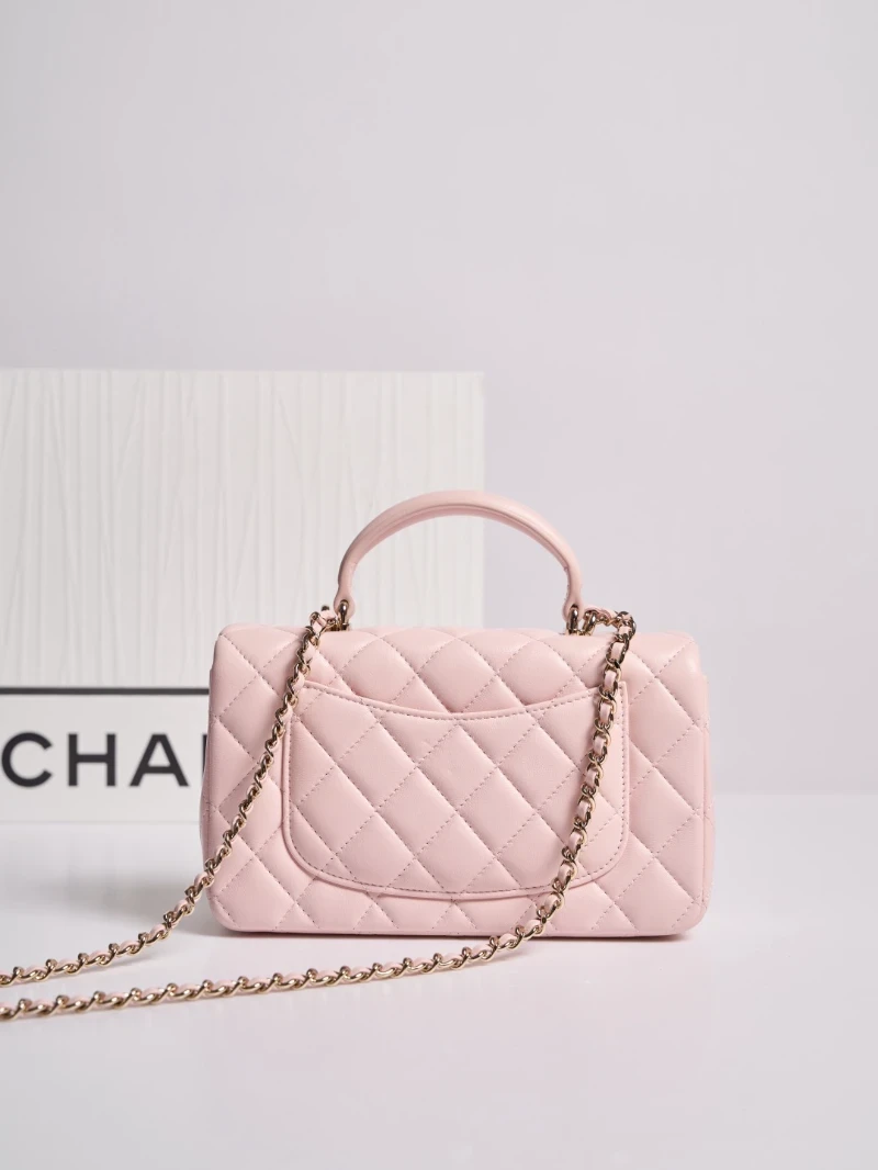 chanel高仿 cf手柄包 淡粉色 (4)