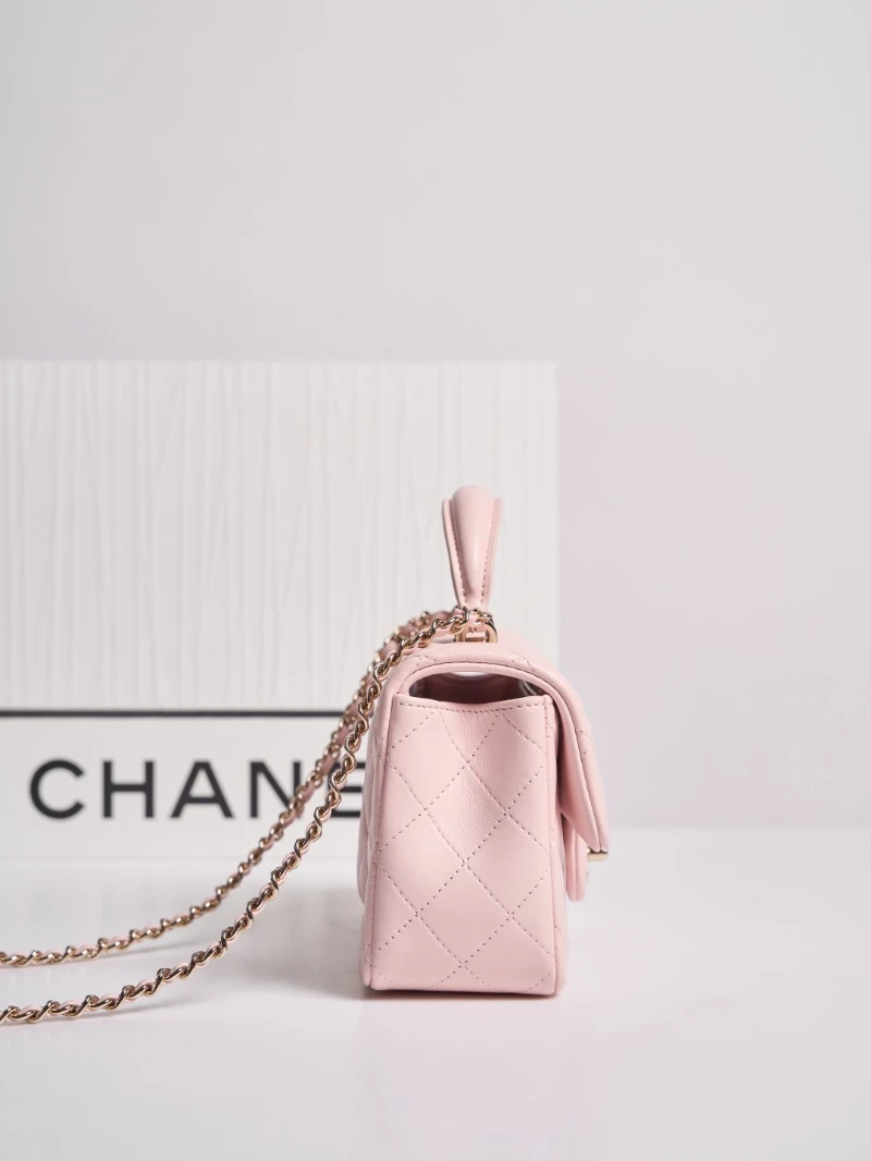 chanel高仿 cf手柄包 淡粉色 (5)