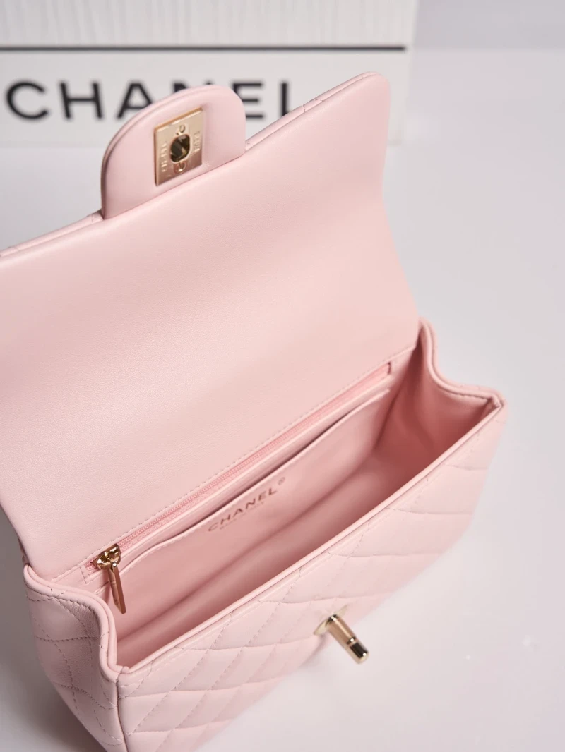chanel高仿 cf手柄包 淡粉色 (7)