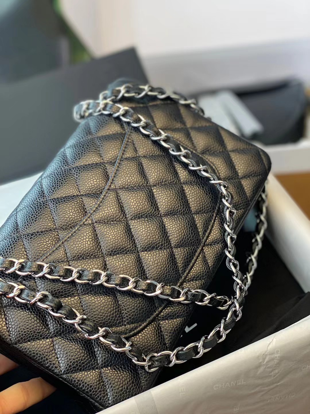 chanel高仿 cf23 黑銀 (3)