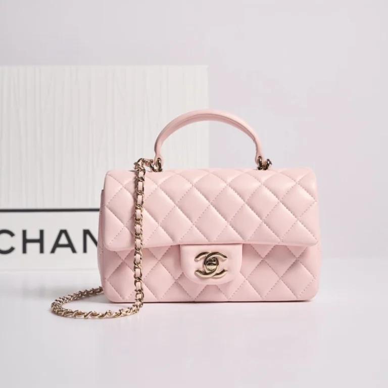 chanel高仿 cf手柄包 淡粉色 (1)