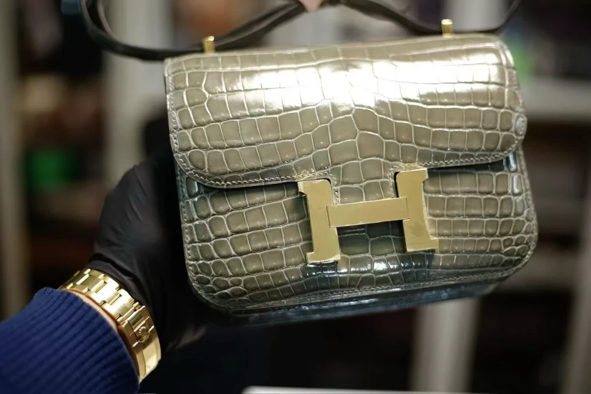 hermes高仿 大象灰 鱷魚皮