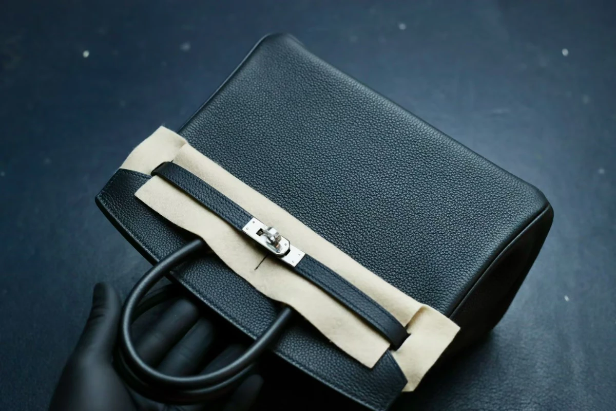 hermes高仿 柏金包25 黑色款 (8)