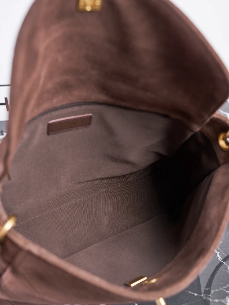 高仿香奈兒郵差包 麂皮 焦糖色 (8)