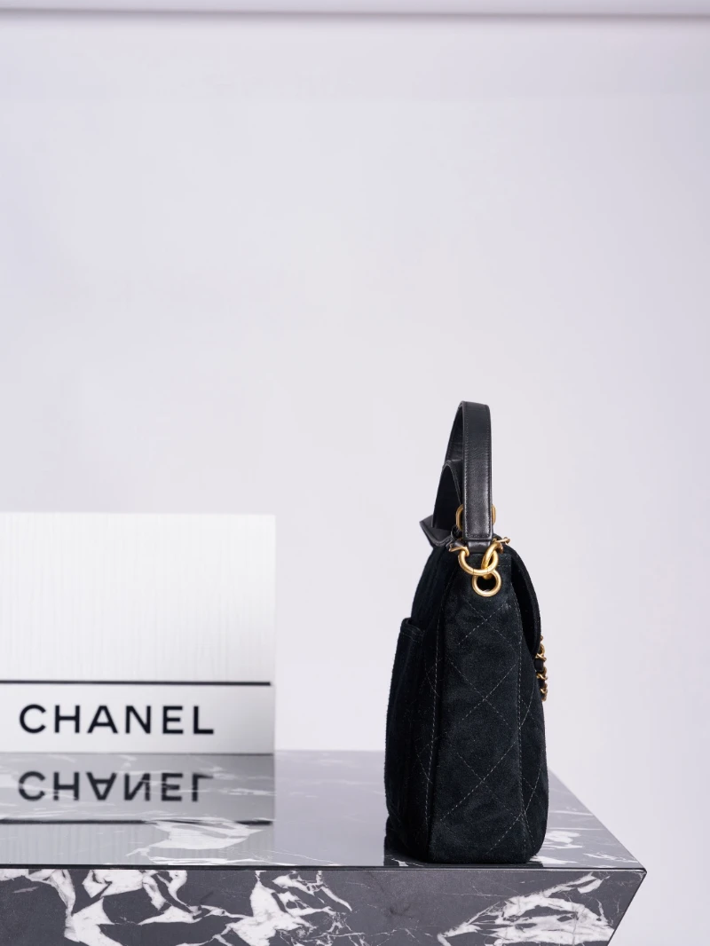 高仿香奈兒 26c 麂皮 黑色 菱格紋 (3)