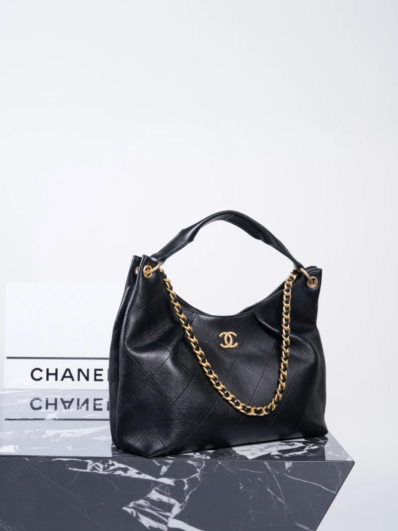 chanel高仿 hobo 黑金 牛皮 (2)