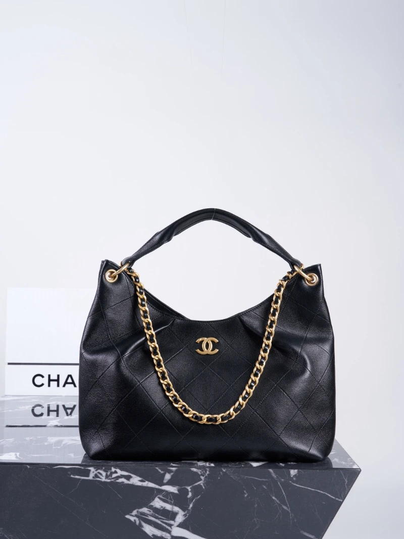 chanel高仿 hobo 黑金 牛皮 (4)