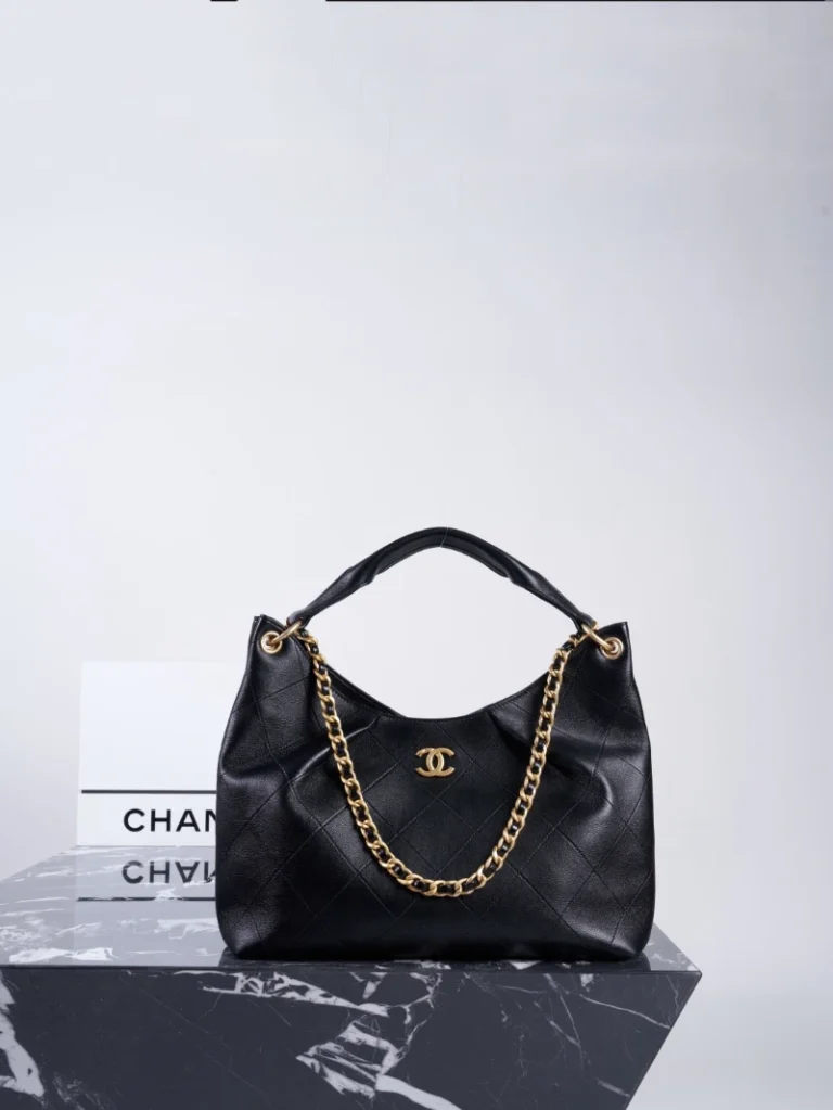 chanel高仿 hobo 黑金 牛皮 (1)